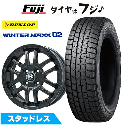 【新品国産車用5穴114.3】 スタッドレスタイヤ ホイール4本セット 215/60R16 ダンロップ ウインターマックス 02 WM02 ビッグウエイ B-LUGNAS FRD(マットブラック) 6.5J 16インチ(送料無料)｜フジ スペシャルセレクション