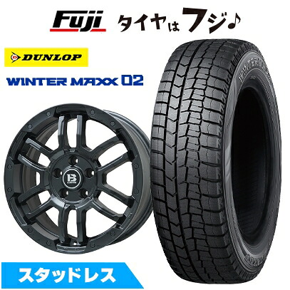 【新品国産車用5穴114.3】 スタッドレスタイヤ ホイール4本セット 225/60R17 ダンロップ ウインターマックス 02 WM02 ビッグウエイ B-LUGNAS FRD(マットブラック) 7J 17インチ(送料無料)|フジ スペシャルセレクション