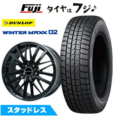 【新品】輸入車用 アウディQ2(GA) スタッドレスタイヤ ホイール4本セット 215/60R16 ダンロップ ウインターマックス 02 WM02 ユーロアクシス ガヤW5(グロスブラック/リムポリッシュ) 6.5J 16インチ(送料無料)|フジ スペシャルセレクション