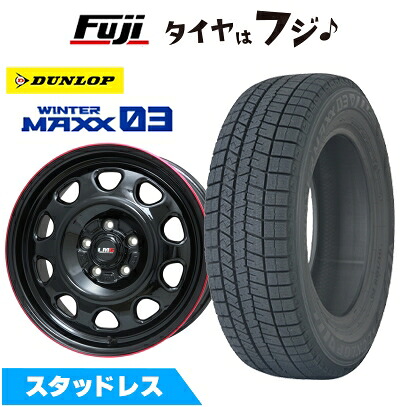 【新品国産車用5穴114.3】 スタッドレスタイヤ ホイール4本セット 215/70R16 ダンロップ ウインターマックス 03 WM03 レアマイスター LMG OFF-STYLE(グロスブラック/レッドリム) 7J 16インチ(送料無料) 73,150円