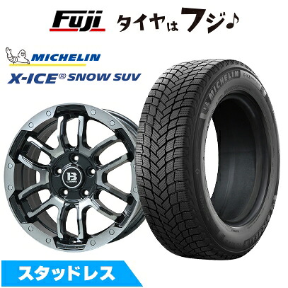 【新品国産車用5穴114.3】 スタッドレスタイヤ ホイール4本セット 225/65R17 ミシュラン エックスアイス スノー SUV ビッグウエイ B-LUGNAS FRD(ブラックポリッシュ/ブラッククリア) 7J 17インチ(送料無料)｜フジ スペシャルセレクション