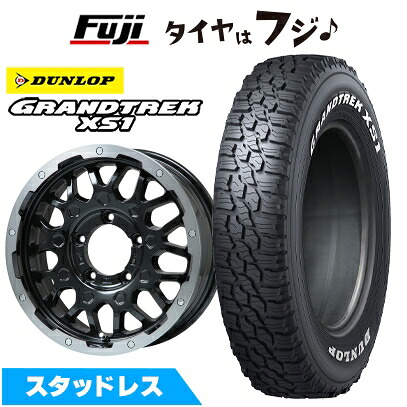 【新品】ジムニーシエラ/ジムニーノマド スタッドレスタイヤ ホイール4本セット 215/70R16 ダンロップ グラントレック XS1 RWL ホワイトレター レアマイスター LMG MS-9W ブラック/ブラッククリアリム 5.5J 16インチ(送料無料)