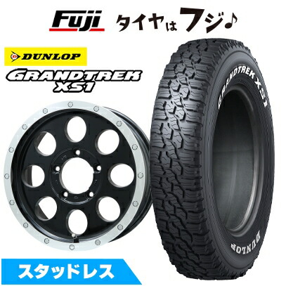 【新品】ジムニーシエラ/ジムニーノマド スタッドレスタイヤ ホイール4本セット 215/70R16 ダンロップ グラントレック XS1 RWL ホワイトレター レアマイスター LMG CS-8 グロスブラック/リムポリッシュ 5.5J 16インチ(送料無料)｜フジ スペシャルセレクション 72,380円