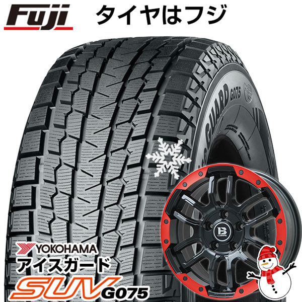 【新品】輸入車用 ラングラー スタッドレスタイヤ ホイール4本セット 265/70R17 ヨコハマ アイスガード SUV G075 ビッグウエイ B-LUGNAS FRD(マットブラック/レッドリム) 8J 17インチ(送料無料)｜フジ スペシャルセレクション