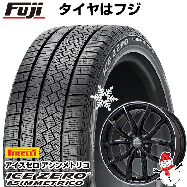 【新品】輸入車用 ボルボ（XC60） スタッドレスタイヤ ホイール4本セット 235/55R19 ピレリ ウィンター アイスゼロアシンメトリコ ユーロテック VP-LINE(グロスブラックリムポリッシュ) 8J 19インチ(送料無料)