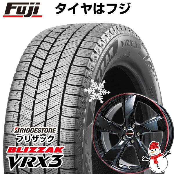 【新品国産車用4穴100】 スタッドレスタイヤ ホイール4本セット 195/50R16 ブリヂストン ブリザック VRX3 プレミックス ヴェランV(グロスブラック/レッドリム) 6.5J 16インチ(送料無料)｜フジ スペシャルセレクション