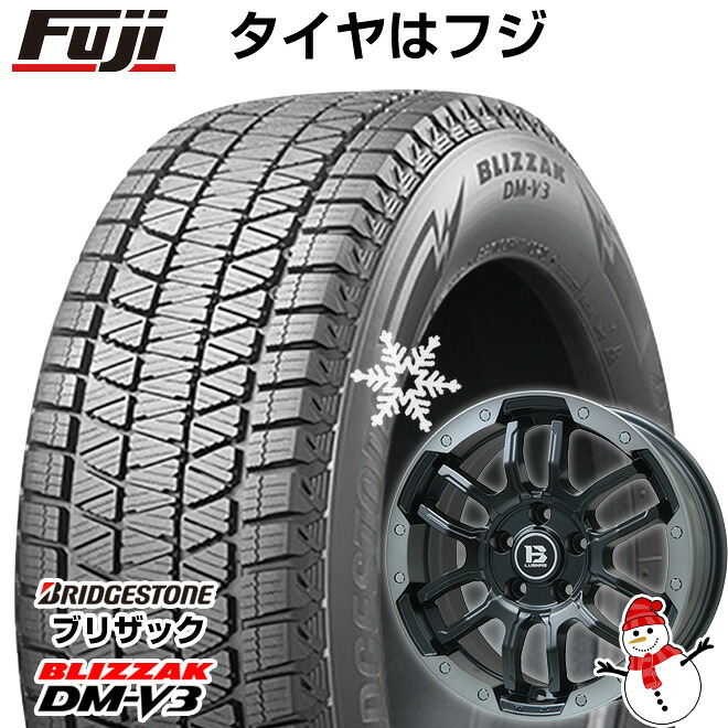 【新品国産車用5穴114.3】 スタッドレスタイヤ ホイール4本セット 225/55R18 ブリヂストン ブリザック DM-V3 ビッグウエイ B-LUGNAS FRD(マットブラック/ブラッククリアリム) 7.5J 18インチ(送料無料)｜フジ スペシャルセレクション 107,300円
