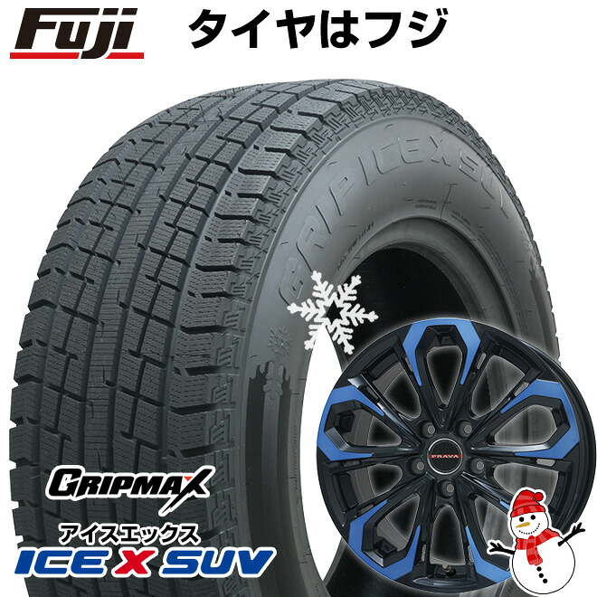 【新品国産車用5穴114.3】 スタッドレスタイヤ ホイール4本セット 235/60R18 グリップマックス アイスX SUV BSW ブラックサイドウォール(限定) ビッグウエイ レイシーン プラバ5X(ブルークリア) 7J 18インチ(送料無料)