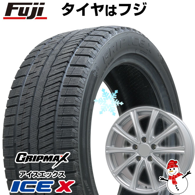 【新品国産車用4穴100】 スタッドレスタイヤ ホイール4本セット 185/60R15 グリップマックス アイスX BSW ブラックサイドウォール(限定) エルベ エステローザ MZV シルバー 5.5J 15インチ(送料無料)