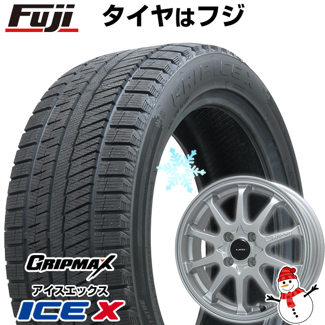 【新品国産車用4穴100】 スタッドレスタイヤ ホイール4本セット 185/55R16 グリップマックス アイスX BSW ブラックサイドウォール(限定) レアマイスター LMスポーツ LM-10R(メタリックシルバー) 6.5J 16インチ(送料無料)