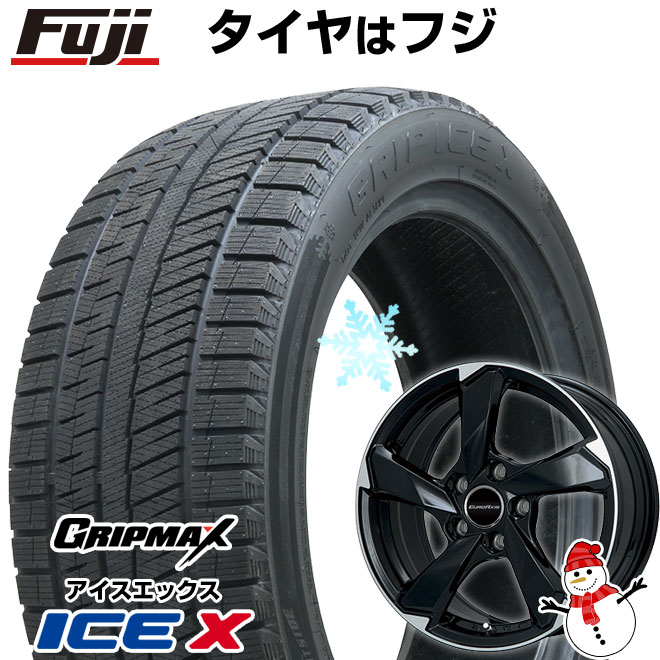 【新品】輸入車用 VW（T-Roc） スタッドレスタイヤ ホイール4本セット 215/60R16 グリップマックス アイスX BSW ブラックサイドウォール(限定) ユーロアクシス クロスエッジ(グロスブラック/カットスポーク) 6.5J 16インチ(送料無料)