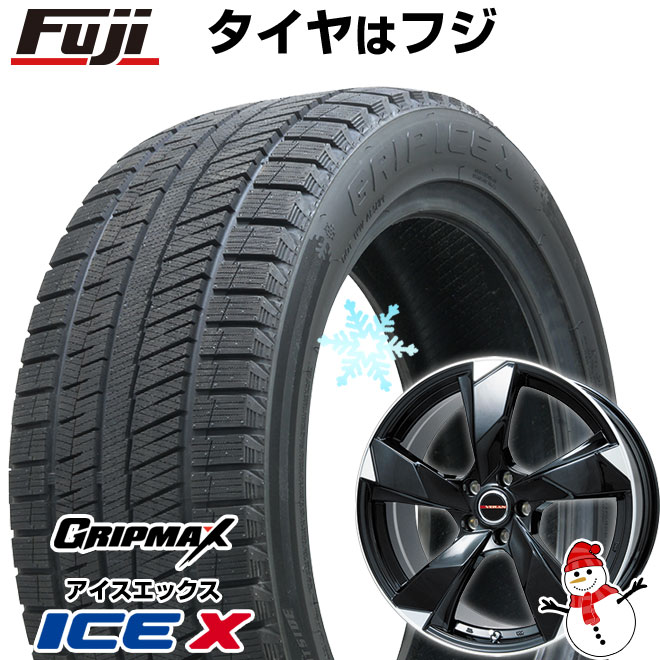 【新品国産車用5穴114.3】 スタッドレスタイヤ ホイール4本セット 205/60R16 グリップマックス アイスX BSW ブラックサイドウォール(限定) プレミックス ヴェランV(グロスブラック/リムポリッシュ) 6.5J 16インチ(送料無料)