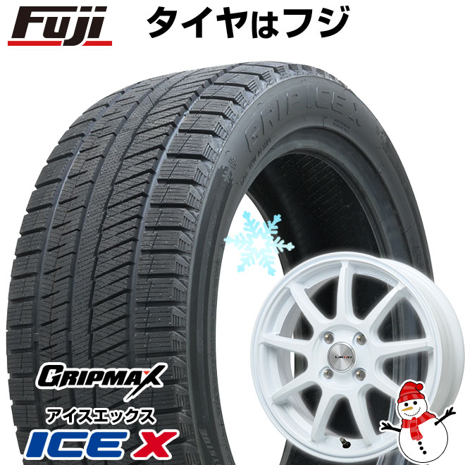 【新品国産車用4穴100】 スタッドレスタイヤ ホイール4本セット 185/60R15 グリップマックス アイスX BSW ブラックサイドウォール(限定) レアマイスター LMスポーツ LM-QR ホワイト 6J 15インチ(送料無料) 45,000円