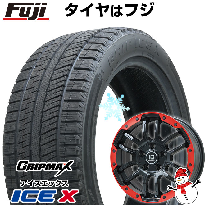 【新品】ヤリスクロス等 スタッドレスタイヤ ホイール4本セット 215/50R18 グリップマックス アイスX BSW ブラックサイドウォール(限定) ビッグウエイ B-LUGNAS FRD(マットブラック/レッドリム) 7.5J 18インチ(送料無料)|フジ スペシャルセレクション