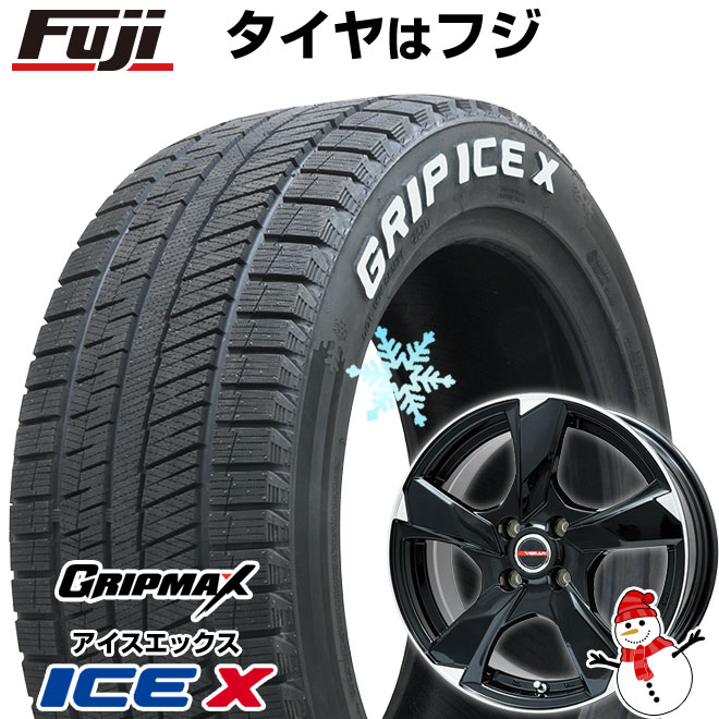 【新品国産車用5穴114.3】 スタッドレスタイヤ ホイール4本セット 215/60R16 グリップマックス アイスX RWL ホワイトレター(限定) プレミックス ヴェランV(グロスブラック/リムポリッシュ) 6.5J 16インチ(送料無料)