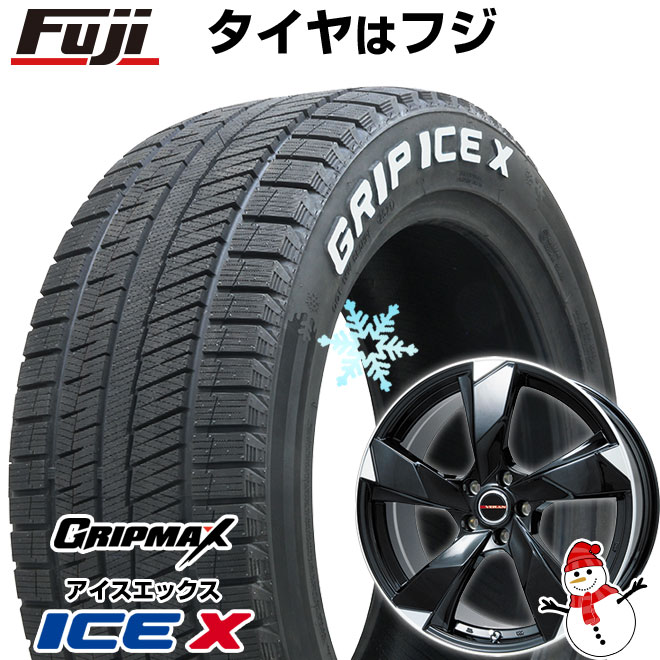 【新品国産車用5穴114.3】 スタッドレスタイヤ ホイール4本セット 225/50R18 グリップマックス アイスX RWL ホワイトレター(限定) プレミックス ヴェランV(グロスブラック/リムポリッシュ) 7J 18インチ(送料無料)