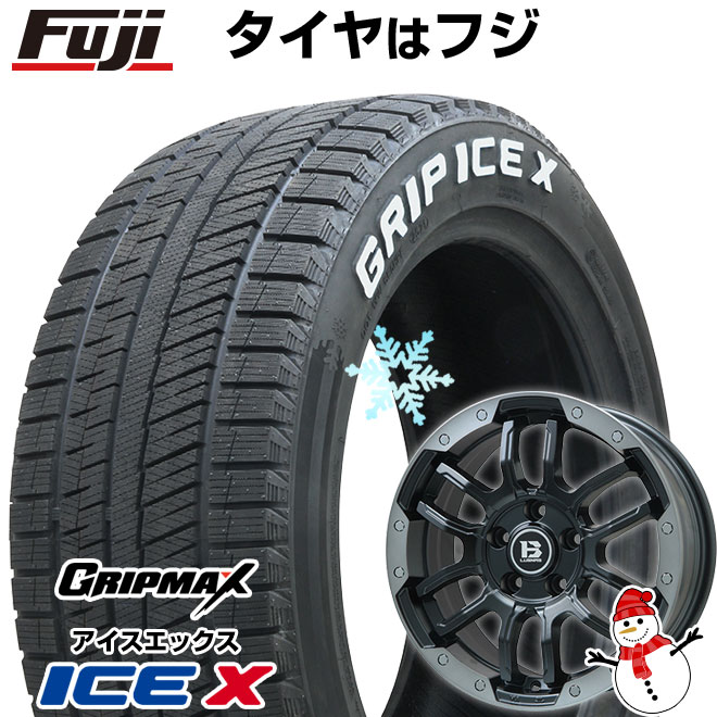 【新品国産車用5穴114.3】 スタッドレスタイヤ ホイール4本セット 225/50R18 グリップマックス アイスX RWL ホワイトレター(限定) ビッグウエイ B-LUGNAS FRD(マットブラック/ブラッククリアリム) 7.5J 18インチ(送料無料)