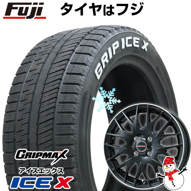 【新品国産車用5穴114.3】 スタッドレスタイヤ ホイール4本セット 215/60R16 グリップマックス アイスX RWL ホワイトレター(限定) ビッグウエイ レイシーン プラバ9MJrII グロスブラック/リムポリッシュ 6.5J 16インチ(送料無料)｜フジ スペシャルセレクション