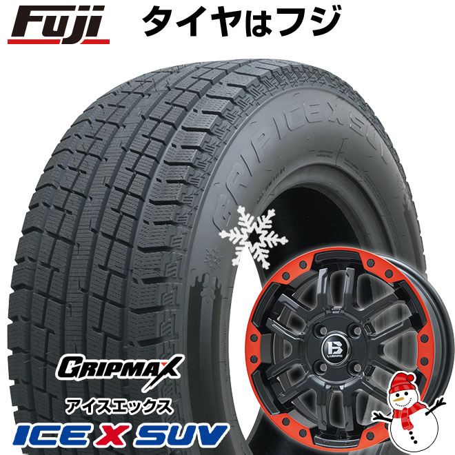 【新品】30系アルファード/ヴェルファイア等 スタッドレスタイヤ ホイール4本セット 215/65R16 グリップマックス アイスX SUV BSW ブラックサイドウォール(限定) ビッグウエイ B-LUGNAS FRD(マットブラック/レッドリム) 6.5J 16インチ(送料無料)