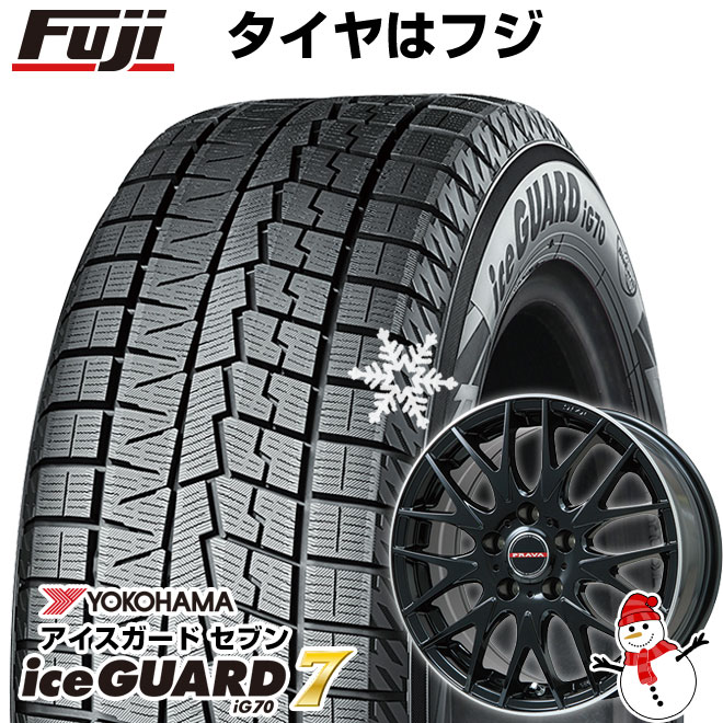 【新品国産車用4穴100】 スタッドレスタイヤ ホイール4本セット 185/60R16 ヨコハマ アイスガード7 セブンIG70 ビッグウエイ レイシーン プラバ9MJrII グロスブラック/リムポリッシュ 6.5J 16インチ(送料無料)