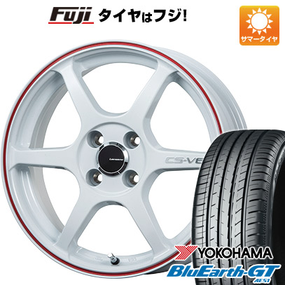 【新品国産車用4穴100】 夏タイヤ ホイール4本セット 185/55R16 ヨコハマ ブルーアース GT AE51 レアマイスター CS-V6(ホワイト/レッドライン) 6J 16インチ(送料無料)