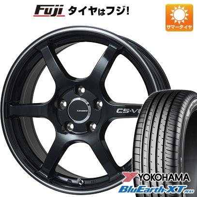 【新品国産車用5穴114.3】 夏タイヤ ホイール4本セット 215/60R17 ヨコハマ ブルーアース XT AE61 レアマイスター CS-V6(グロスブラック/ラインポリッシュ) 7J 17インチ(送料無料)|フジコーポレーション