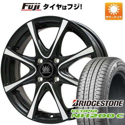 【新品 軽自動車】N-BOX タント スペーシア 夏タイヤ ホイール4本セット 165/55R15 ブリヂストン エコピア NH200 C プレミックス アマルフィV Jr(ブラックポリッシュ) 4.5J 15インチ(送料無料)｜フジコーポレーション