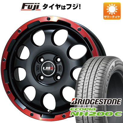 【新品 軽自動車】N-BOX タント スペーシア 夏タイヤ ホイール4本セット 165/55R15 ブリヂストン エコピア NH200 C レアマイスター LMG CS-9 マットブラック/レッドリム 4.5J 15インチ(送料無料)