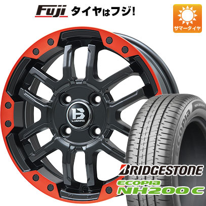 【新品 軽自動車】N-BOX タント スペーシア 夏タイヤ ホイール4本セット 165/55R15 ブリヂストン エコピア NH200 C ビッグウエイ B-LUGNAS FRD(マットブラック/レッドリム) 4.5J 15インチ(送料無料)