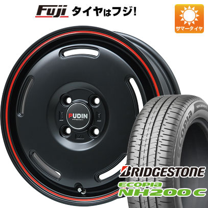 【新品 軽自動車】N-BOX タント スペーシア 夏タイヤ ホイール4本セット 165/55R15 ブリヂストン エコピア NH200 C プレミックス プディン(マットブラック/レッドライン) 4.5J 15インチ(送料無料)｜フジコーポレーション