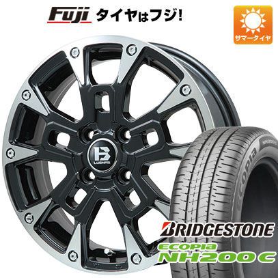 【新品 軽自動車】N-BOX タント スペーシア 夏タイヤ ホイール4本セット 165/55R15 ブリヂストン エコピア NH200 C ビッグウエイ B-LUGNAS BRD(ブラックポリッシュ/ブラッククリア) 4.5J 15インチ(送料無料)｜フジコーポレーション