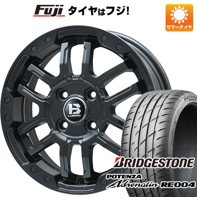 【新品 軽自動車】N-BOX タント スペーシア 夏タイヤ ホイール4本セット 165/55R15 ブリヂストン ポテンザ アドレナリン RE004 ビッグウエイ B-LUGNAS FRD(マットブラック) 4.5J 15インチ(送料無料)