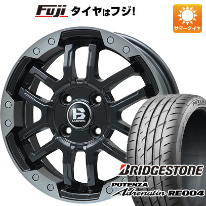 【新品 軽自動車】N-BOX タント スペーシア 夏タイヤ ホイール4本セット 165/55R15 ブリヂストン ポテンザ アドレナリン RE004 ビッグウエイ B-LUGNAS FRD(マットブラック/ブラッククリアリム) 4.5J 15インチ(送料無料)