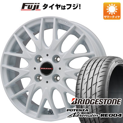 【新品 軽自動車】N-BOX タント スペーシア 夏タイヤ ホイール4本セット 165/55R15 ブリヂストン ポテンザ アドレナリン RE004 ビッグウエイ レイシーン プラバ9MJrII ホワイト 4.5J 15インチ(送料無料)