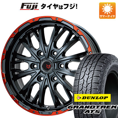 【新品】プラド/ハイラックス 夏タイヤ ホイール4本セット 265/70R17 ダンロップ グラントレック AT5 レアマイスター LMG ヴァスティア(グロスブラック/レッドリム) 8J 17インチ(送料無料)