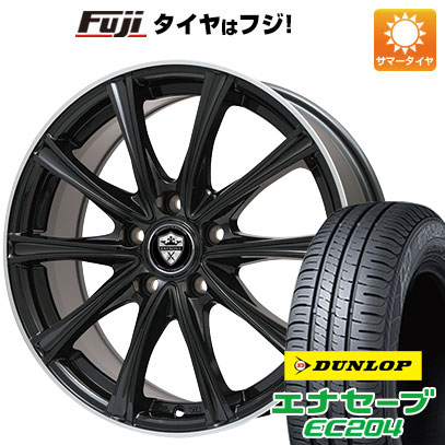 【新品】フリード 5穴/114 夏タイヤ ホイール4本セット 195/55R16 ダンロップ エナセーブ EC204 エルベ エステローザ MZV ブラックリムポリッシュ 6.5J 16インチ(送料無料)