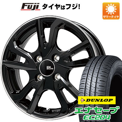 【新品国産車用4穴100】 夏タイヤ ホイール4本セット 175/65R14 ダンロップ エナセーブ EC204 ブランドルライン レツィオ ブラックリムポリッシュ 5.5J 14インチ(送料無料)