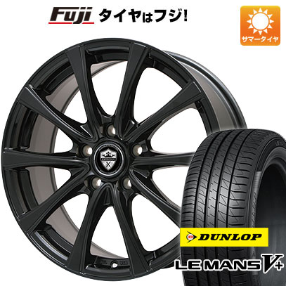 【新品国産車用4穴100】 夏タイヤ ホイール4本セット 185/60R16 ダンロップ ルマン V+(ファイブプラス) エルベ エステローザ FSV グロスブラック 6J 16インチ(送料無料)|フジコーポレーション