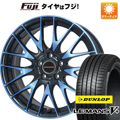 【新品国産車用5穴114.3】 夏タイヤ ホイール4本セット 215/45R18 ダンロップ ルマン V+(ファイブプラス) ビッグウエイ レイシーン プラバ9M(ブルークリア) 7.5J 18インチ(送料無料)