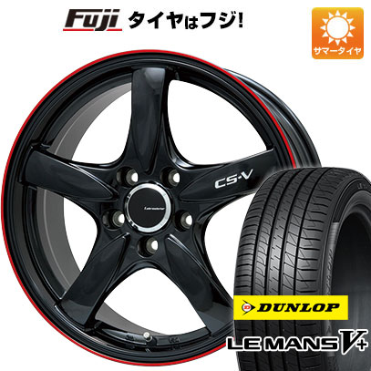 【新品国産車用5穴100】 夏タイヤ ホイール4本セット 215/40R18 ダンロップ ルマン V+(ファイブプラス) レアマイスター CS-V(グロスブラック/レッドリム) 8J 18インチ(送料無料)