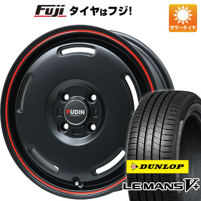 【新品 軽自動車】エブリイワゴン 夏タイヤ ホイール4本セット 165/50R15 ダンロップ ルマン V+(ファイブプラス) プレミックス プディン(マットブラック/レッドライン) 4.5J 15インチ(送料無料)