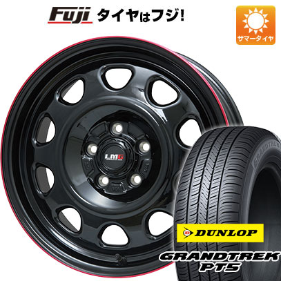 【新品】デリカD5 夏タイヤ ホイール4本セット 225/70R16 ダンロップ グラントレック PT5 レアマイスター LMG OFF-STYLE(グロスブラック/レッドリム) 7J 16インチ(送料無料)|フジコーポレーション