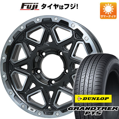 【新品】ジムニー 夏タイヤ ホイール4本セット 175/80R16 ダンロップ グラントレック PT5 レアマイスター LMG モンタグナ(ブラックポリッシュ/ブラッククリア) 5.5J 16インチ(送料無料)｜フジコーポレーション