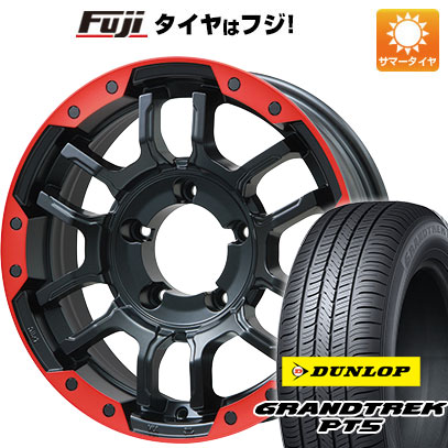 【新品】ジムニー 夏タイヤ ホイール4本セット 175/80R16 ダンロップ グラントレック PT5 ビッグウエイ B-LUGNAS FRD(マットブラック/レッドリム) 5.5J 16インチ(送料無料)｜フジコーポレーション