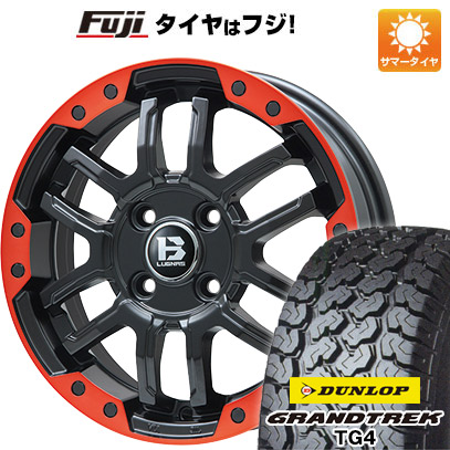 【新品 軽自動車】軽トラ 夏タイヤ ホイール4本セット 165R14 6PR ダンロップ グラントレック TG4 ビッグウエイ B-LUGNAS FRD(マットブラック/レッドリム) 4.5J 14インチ(送料無料)