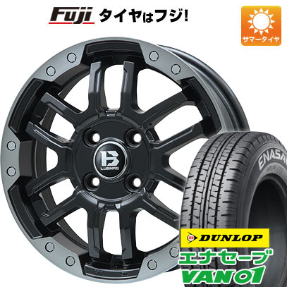 【新品 軽自動車】軽トラ 軽バン 夏タイヤ ホイール4本セット 145/80R12 80/78N ダンロップ エナセーブ VAN01 ビッグウエイ B-LUGNAS FRD(マットブラック/ブラッククリアリム) 4J 12インチ(送料無料)