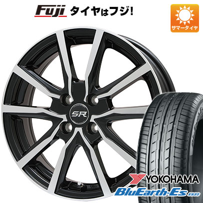 【新品国産車用4穴100】 夏タイヤ ホイール4本セット 175/70R14 ヨコハマ ブルーアース ES32 エルベ Vスポーク パールブラックポリッシュ 5.5J 14インチ(送料無料)