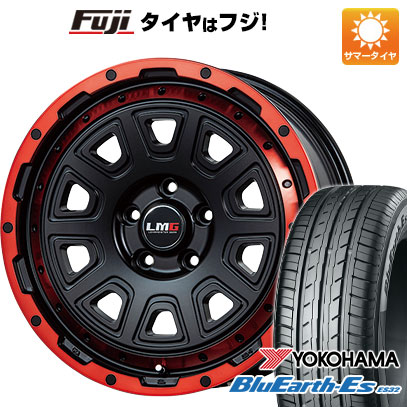 【新品国産車用5穴114.3】 夏タイヤ ホイール4本セット 225/60R17 ヨコハマ ブルーアース ES32 レアマイスター LMG DS-10 マットブラック/レッドリム 7.5J 17インチ(送料無料)｜フジコーポレーション