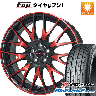 【新品国産車用5穴114.3】 夏タイヤ ホイール4本セット 225/45R18 ヨコハマ ブルーアース ES32 ビッグウエイ レイシーン プラバ9M(レッドクリア) 7.5J 18インチ(送料無料)