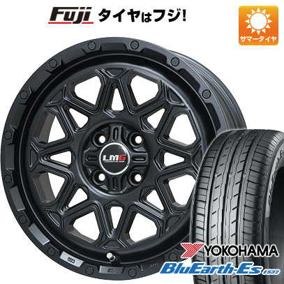【新品 軽自動車】N-BOX タント スペーシア 夏タイヤ ホイール4本セット 165/55R15 ヨコハマ ブルーアース ES32 レアマイスター LMG モンタグナ(マットブラック) 4.5J 15インチ(送料無料)